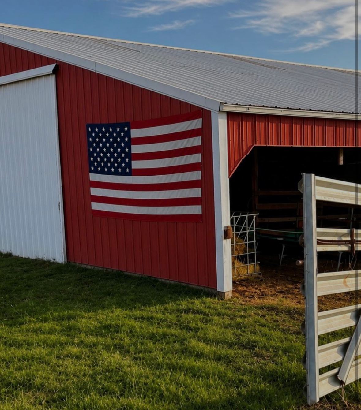 The barn flying the flag at C-Ewe Farmstead
